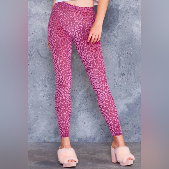 Blackmilk Burned Velvet Magenta Dahlia Leggings - Picture 10 of 11